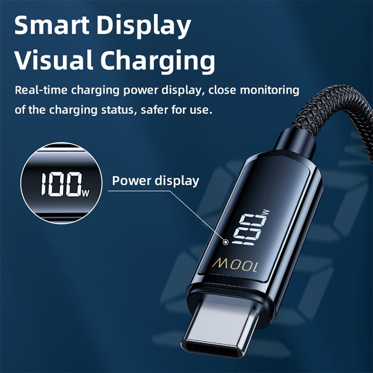 REMAX RC-128a 100W Type-C / USB-C to Type-C / USB-C Intelligent Digital Display Zinc Alloy Braided Charging Data Cable, Length: 1.2m (Tarnish) - USB-C & Type-C Cable by REMAX | Online Shopping UK | buy2fix