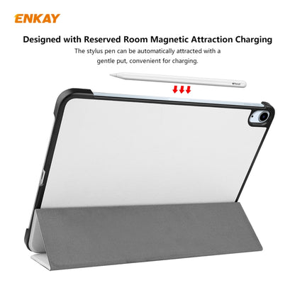 For iPad Air 11 2024 / Pro 11 2018 / Air 10.9 2022 ENKAY 3-folding Plastic Leather Smart Tablet Case(White) - iPad Air (2022) / (2020) 10.9 Cases by ENKAY | Online Shopping UK | buy2fix