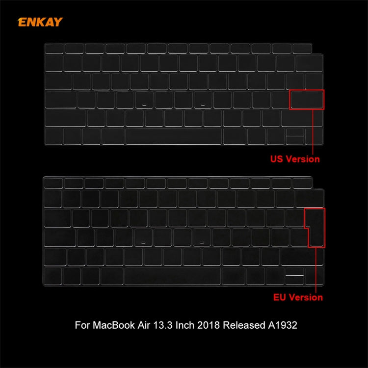 For MacBook Air 13.3 inch A1932 2018 ENKAY 3 in 1 Crystal Laptop Protective Case and EU Version TPU Keyboard Film and Anti-dust Plugs Set(Transparent) - MacBook Air Cases by ENKAY | Online Shopping UK | buy2fix