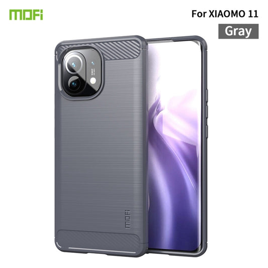 For Xiaomi Mi 11 MOFI Gentleness Series Brushed Texture Carbon Fiber Soft TPU Case(Grey) - Xiaomi Cases by MOFI | Online Shopping UK | buy2fix