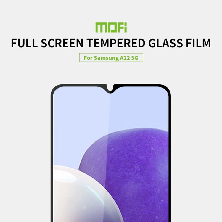 For Samsung Galaxy A22 5G MOFI 9H 2.5D Full Screen Tempered Glass Film(Black) - Galaxy Tempered Glass by MOFI | Online Shopping UK | buy2fix