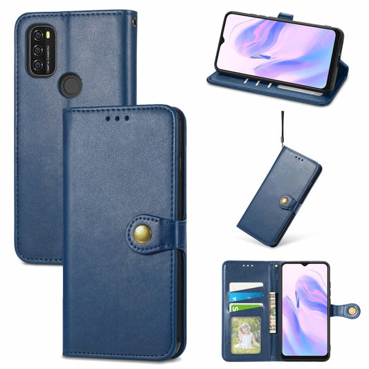 For Blackview A70 Solid Color Leather Buckle Phone Case with Lanyard & Photo Frame & Card Slot & Wallet & Stand Function(Blue) - More Brand by buy2fix | Online Shopping UK | buy2fix