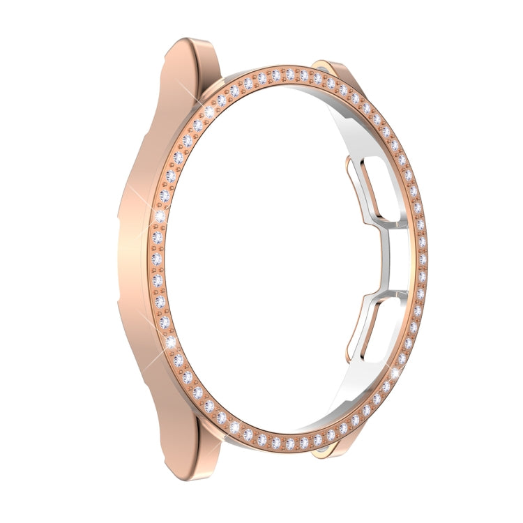 For Samsung Galaxy Watch4 Classic 42mm ENKAY Hat-Prince 2 in 1 Full Coverage Electroplated PC Case with Decorative Diamond + Tempered Glass Protector(Rose Gold) - Watch Cases by ENKAY | Online Shopping UK | buy2fix