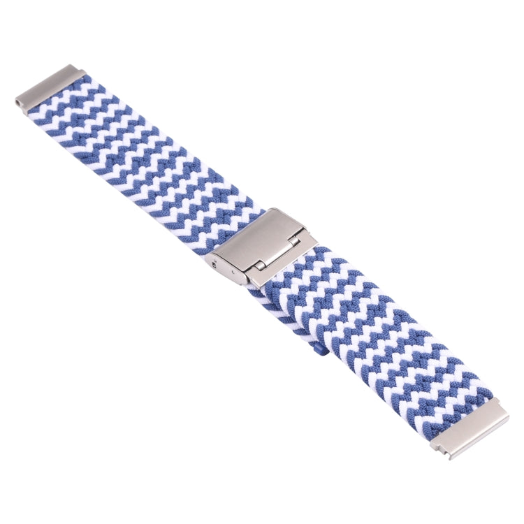 For Samsung Galaxy Watch 4 / Watch 5 20mm Nylon Braided Metal Buckle Watch Band(W Blue White) - Watch Bands by buy2fix | Online Shopping UK | buy2fix