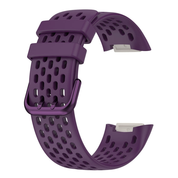 For Fitbit Charge 5 Monochromatic Breathable Silicone Watch Band(Purple) - Watch Bands by buy2fix | Online Shopping UK | buy2fix