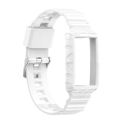 For Fitbit Charge 4 SE Silicone One Body Armor Watch Band(White) - Watch Bands by buy2fix | Online Shopping UK | buy2fix