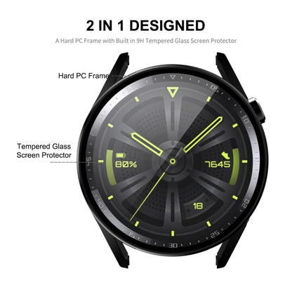 For Huawei Watch GT 3 46mm ENKAY Matte PC Frame + Tempered Glass Protector Case(Dark Green) - Watch Cases by ENKAY | Online Shopping UK | buy2fix