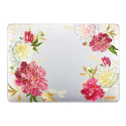 ENKAY Flower Series Pattern Laotop Protective Crystal Case For MacBook Pro 13.3 inch A1706 / A1708 / A1989 / A2159(Paeonia) - MacBook Pro Cases by ENKAY | Online Shopping UK | buy2fix