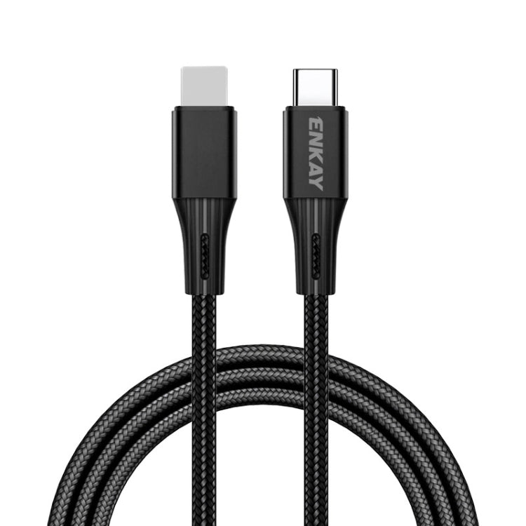 ENKAY PD 20W 3A USB-C / Type-C to 8 Pin Fast Charging Nylon Braided Data Cable, Length:2m(Black) - Normal Style Cable by ENKAY | Online Shopping UK | buy2fix