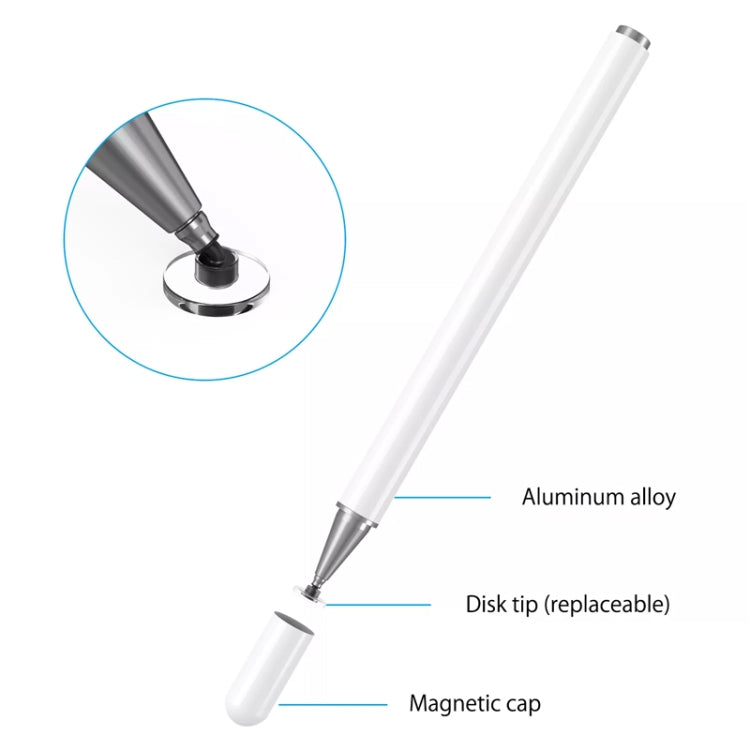 AT-28 Macarone Color Passive Capacitive Pen Mobile Phone Touch Screen Stylus with 2 Pen Head(White) - Stylus Pen by buy2fix | Online Shopping UK | buy2fix