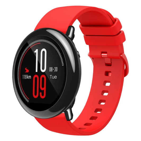 For Amazfit Pace 22mm Solid Color Soft Silicone Watch Band(Red) - Watch Bands by buy2fix | Online Shopping UK | buy2fix