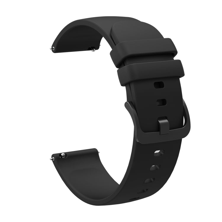 For Amazfit 2 Stratos 22mm Solid Color Soft Silicone Watch Band(Black) - Watch Bands by buy2fix | Online Shopping UK | buy2fix