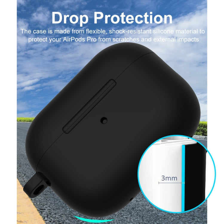 For Apple AirPods Pro 2 2022 ENKAY Thickened Silicone Protective Case with Keychain(Black) - For AirPods Pro 2 by ENKAY | Online Shopping UK | buy2fix