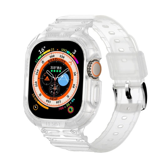 For Apple Watch Ultra 49mm JUNSUNMAY Integrated TPU Case Adjustable Elastic Watch Band(Transparent) - Watch Bands by JUNSUNMAY | Online Shopping UK | buy2fix