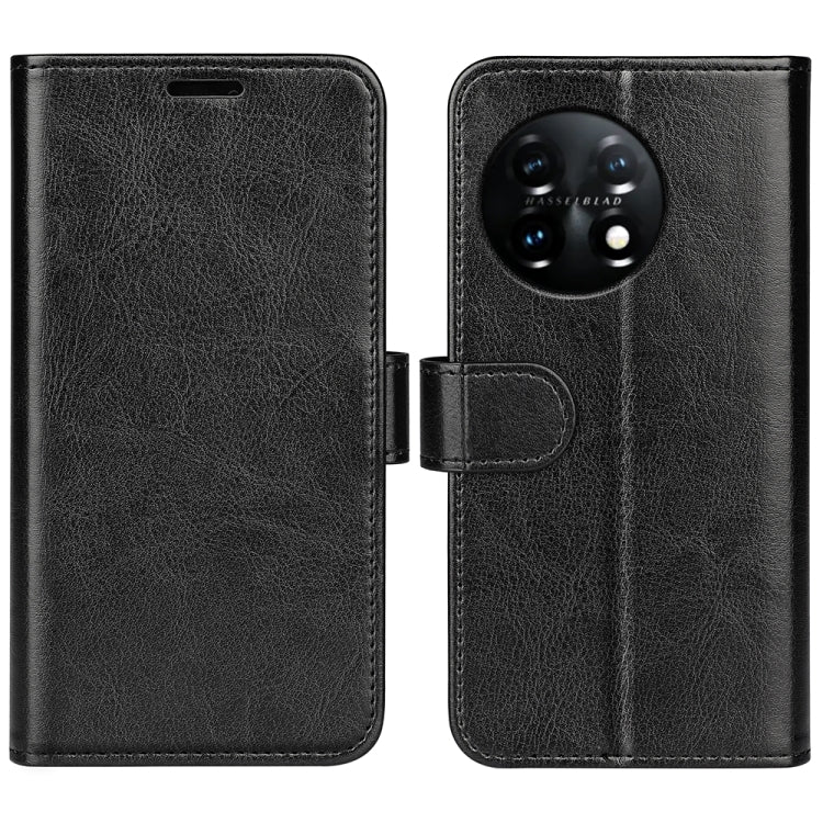 For OnePlus 11 R64 Texture Horizontal Flip Leather Phone Case(Black) - OnePlus Cases by buy2fix | Online Shopping UK | buy2fix