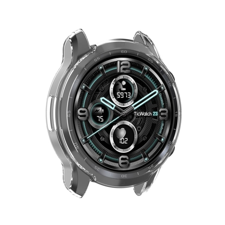 For Ticwatch Pro 3 GPS TPU Color Transparent Half Wrapped Protective Shell(Transparent Black) - Watch Case by buy2fix | Online Shopping UK | buy2fix