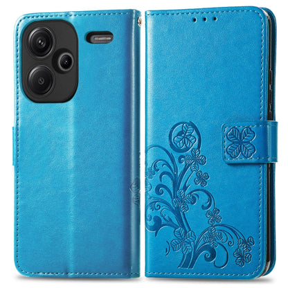 For Xiaomi Redmi Note 13 Pro+ Four-leaf Clasp Embossed Leather Phone Case(Blue) - Note 13 Pro+ Cases by buy2fix | Online Shopping UK | buy2fix