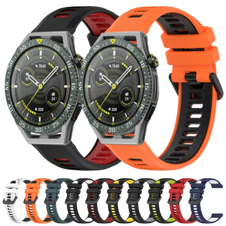 For Huawei Watch GT 2E 22mm Sports Two-Color Silicone Watch Band(Black+Green) - Watch Bands by buy2fix | Online Shopping UK | buy2fix
