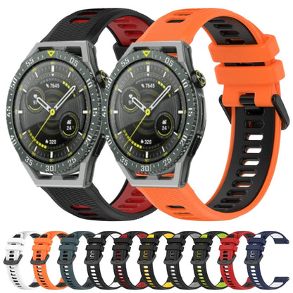 For Huawei Watch GT3 Pro 46mm 22mm Sports Two-Color Silicone Watch Band(Black+White) - Watch Bands by buy2fix | Online Shopping UK | buy2fix