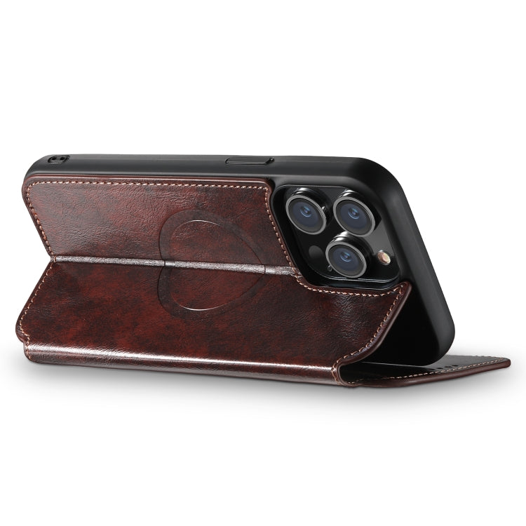 For iPhone 12 Pro Max Suteni J05 Leather Magnetic Magsafe Phone Case(Brown) - iPhone 12 Pro Max Cases by Suteni | Online Shopping UK | buy2fix