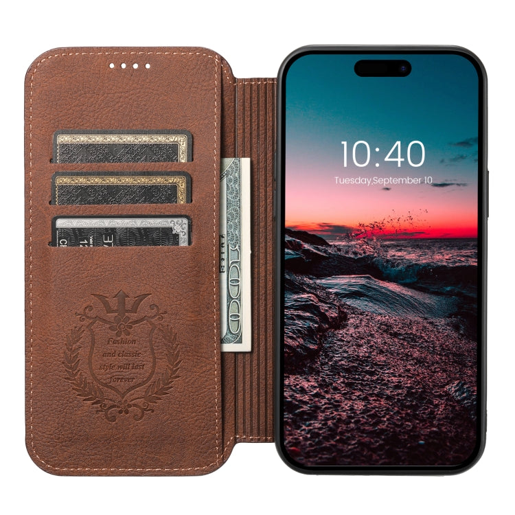For iPhone 13 Pro Suteni J06 Retro Matte Litchi Texture Leather Magnetic Magsafe Phone Case(Brown) - iPhone 13 Pro Cases by Suteni | Online Shopping UK | buy2fix