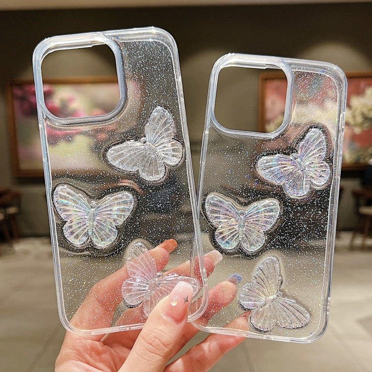 For iPhone 16 Pro Max Clear Crystal Butterflies TPU Phone Case(Transparent) - iPhone 16 Pro Max Cases by buy2fix | Online Shopping UK | buy2fix