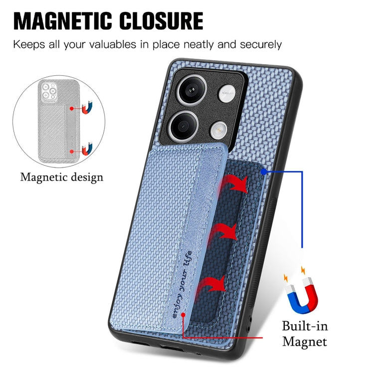 for Redmi Note 13 4G Carbon Fiber Magnetic Card Bag Phone Case(Blue) - Note 13 Cases by buy2fix | Online Shopping UK | buy2fix