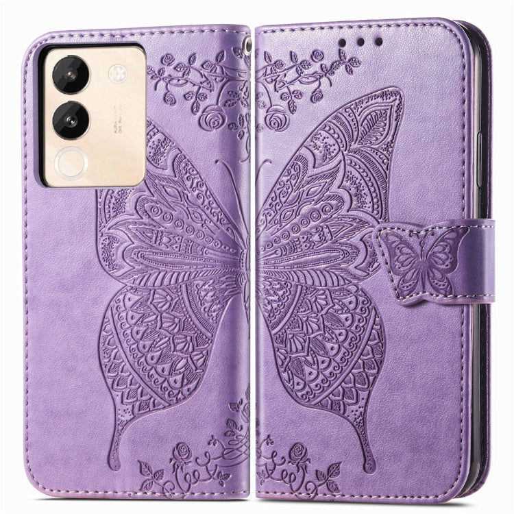 For vivo X100 Pro Butterfly Love Flower Embossed Leather Phone Case(Lavender) - X100 Pro Cases by imak | Online Shopping UK | buy2fix