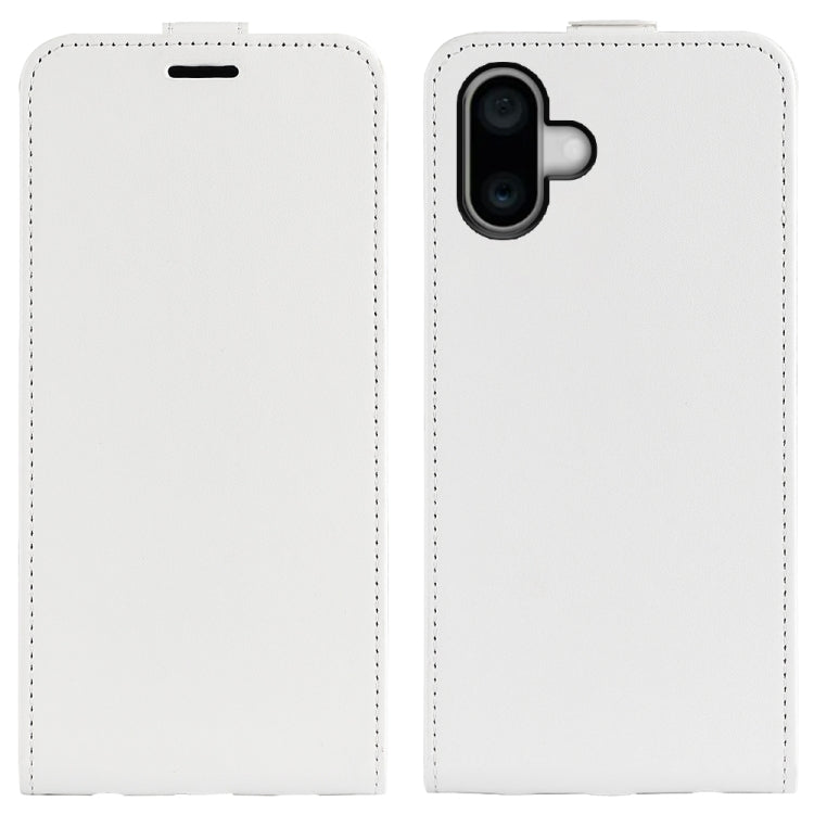 For iPhone 16 R64 Texture Single Vertical Flip Leather Phone Case(White) - iPhone 16 Cases by buy2fix | Online Shopping UK | buy2fix