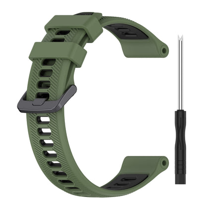 For Garmin Fenix 5 Sports Two-Color Silicone Watch Band(Army Green+Black) - Watch Bands by buy2fix | Online Shopping UK | buy2fix