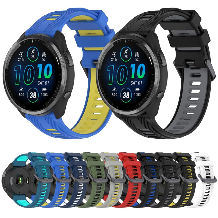 For Garmin Fenix 5 Sports Two-Color Silicone Watch Band(Blue+Teal) - Watch Bands by buy2fix | Online Shopping UK | buy2fix