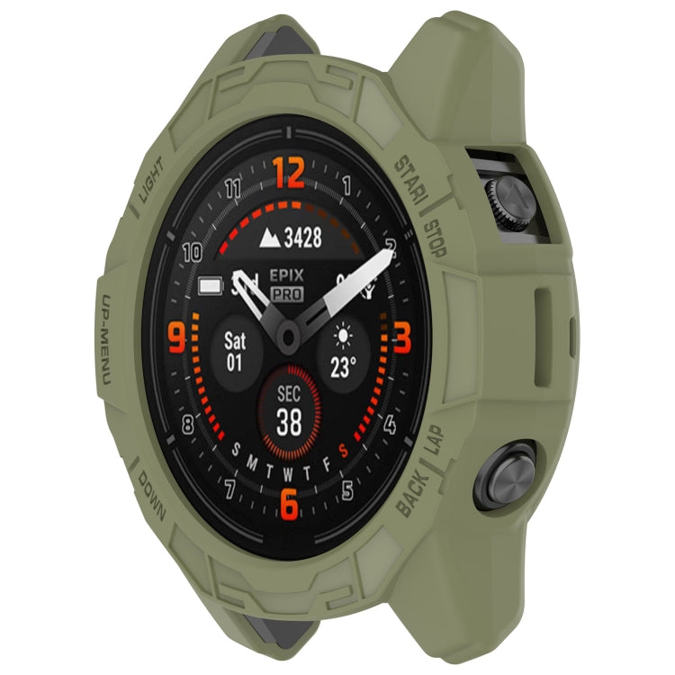 For Garmin Epix Pro / Epix Pro Gen 2 47mm / Fenix 7 / 7 Pro Armored TPU Half Wrapped Watch Protective Case(Green) - Watch Cases by buy2fix | Online Shopping UK | buy2fix