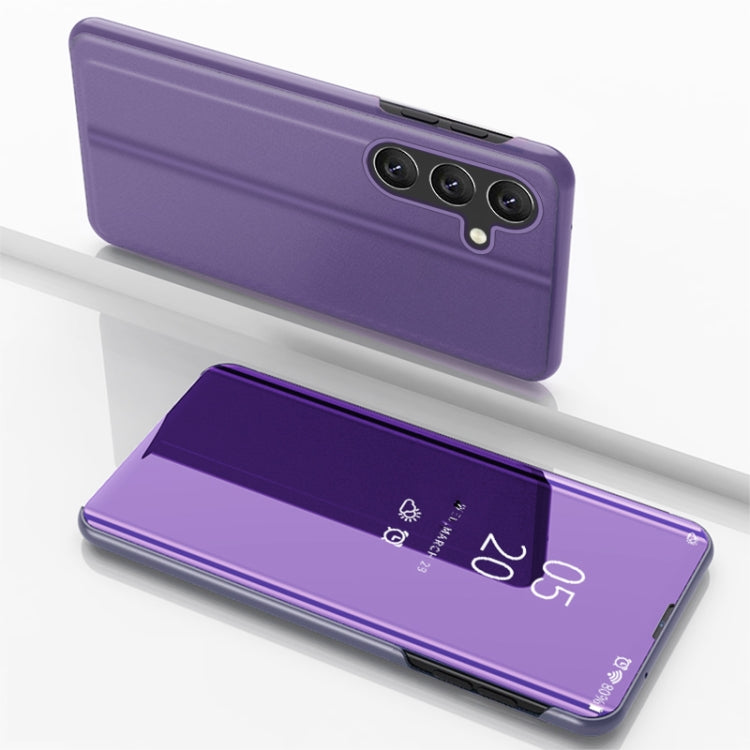 For Samsung Galaxy A35 Plated Mirror Horizontal Flip Leather Phone Case with Holder(Violet Blue) - Galaxy Phone Cases by buy2fix | Online Shopping UK | buy2fix