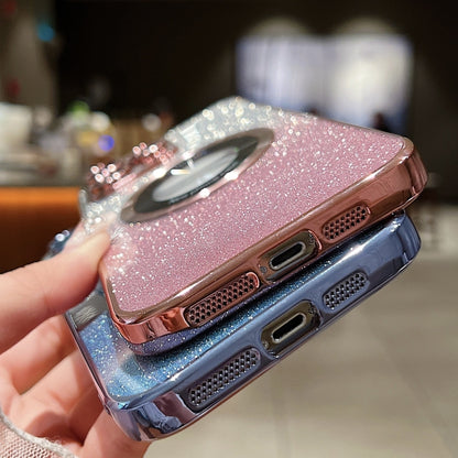 For iPhone 16 Plus Gradient Glitter Electroplating MagSafe TPU Phone Case(Black) - iPhone 16 Plus Cases by buy2fix | Online Shopping UK | buy2fix