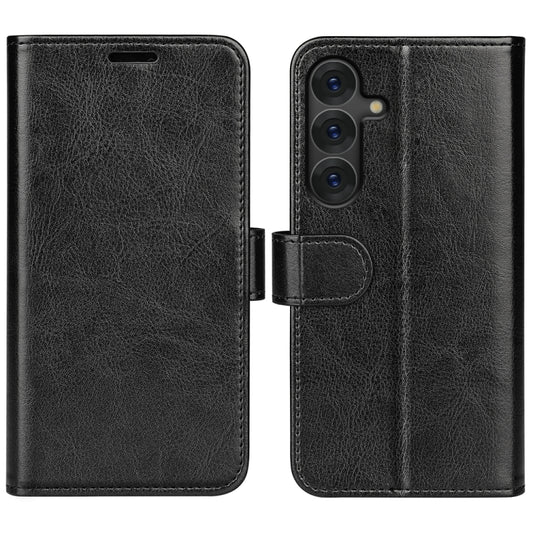 For Samsung Galaxy S25 5G R64 Texture Horizontal Flip Leather Phone Case(Black) - Galaxy S25 5G Cases by buy2fix | Online Shopping UK | buy2fix