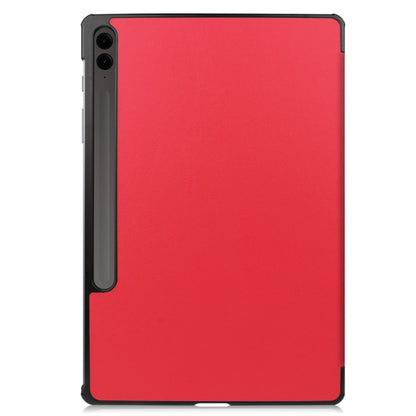 For Samsung Galaxy Tab S9 FE+ 12.4 JUNSUNMAY Custer Solid Color 3-Fold Stand Leather Smart Tablet Case(Red) - Galaxy Tab S9 FE+ by JUNSUNMAY | Online Shopping UK | buy2fix