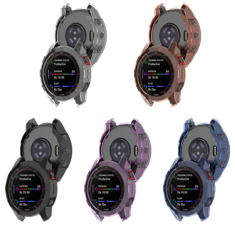 For Garmin Fenix 7X Pro Half-Package TPU Watch Protective Case(Transparent Purple) - Watch Cases by buy2fix | Online Shopping UK | buy2fix