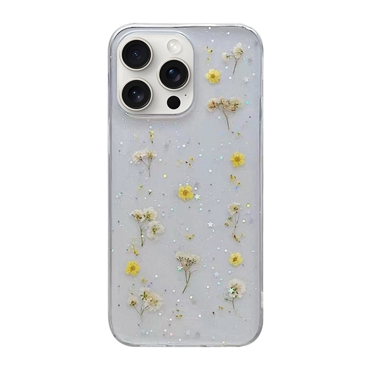 For iPhone 16 Pro Gypsophila Flowers Pattern TPU Protective Phone Case(Yellow) - iPhone 16 Pro Cases by buy2fix | Online Shopping UK | buy2fix