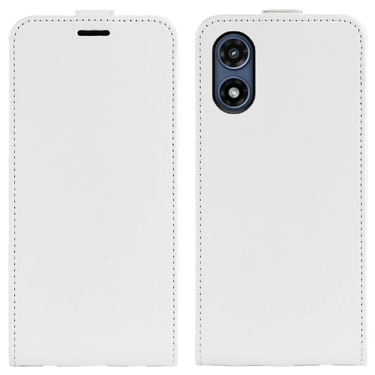 For Motorola Moto G Play 2024 R64 Texture Single Vertical Flip Leather Phone Case(White) - Motorola Cases by buy2fix | Online Shopping UK | buy2fix