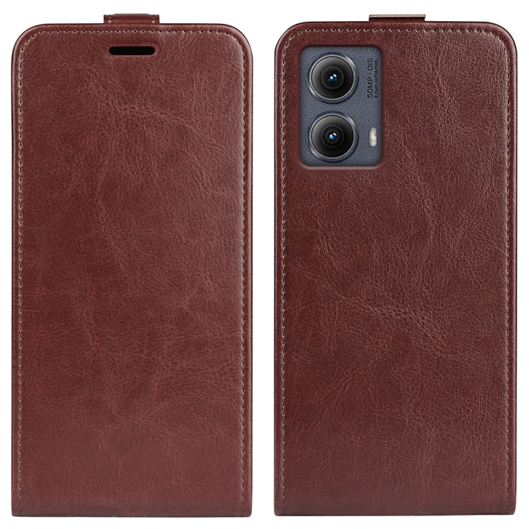 For Motorola Edge 5G 2024 R64 Texture Single Vertical Flip Leather Phone Case(Brown) - Motorola Cases by buy2fix | Online Shopping UK | buy2fix