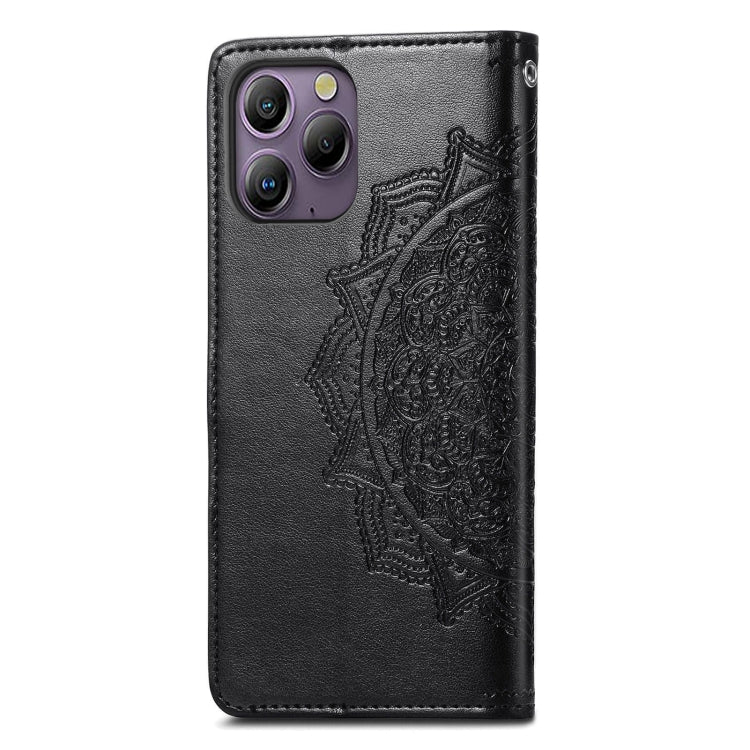 For Blackview A96 Mandala Flower Embossed Leather Phone Case(Black) - More Brand by buy2fix | Online Shopping UK | buy2fix