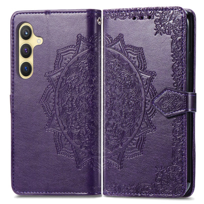 For Samsung Galaxy S25 Plus 5G Mandala Flower Embossed Leather Phone Case(Purple) - Galaxy S25+ 5G Cases by buy2fix | Online Shopping UK | buy2fix