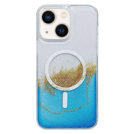 For iPhone 14 MagSafe Gilding Hybrid Clear TPU Phone Case(Blue) - iPhone 14 Cases by buy2fix | Online Shopping UK | buy2fix