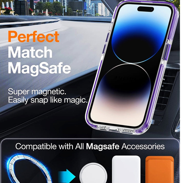 For iPhone 15 Plus Dual-color MagSafe TPU Hybrid Clear PC Shockproof Phone Case(Orange) - iPhone 15 Plus Cases by buy2fix | Online Shopping UK | buy2fix