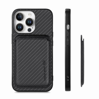 For iPhone 16 Pro Carbon Fiber Leather Card Magsafe Phone Case(Black) - iPhone 16 Pro Cases by buy2fix | Online Shopping UK | buy2fix