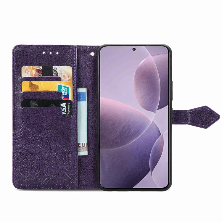 For Xiaomi Redmi K70 Mandala Flower Embossed Leather Phone Case(Purple) - K70 Cases by buy2fix | Online Shopping UK | buy2fix