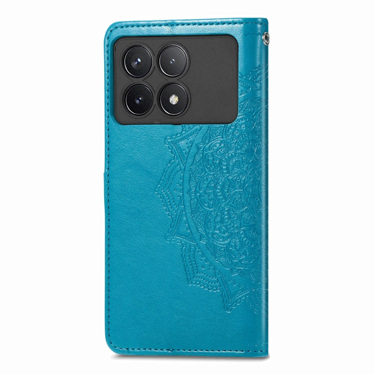 For Xiaomi Redmi K70 Mandala Flower Embossed Leather Phone Case(Blue) - K70 Cases by buy2fix | Online Shopping UK | buy2fix