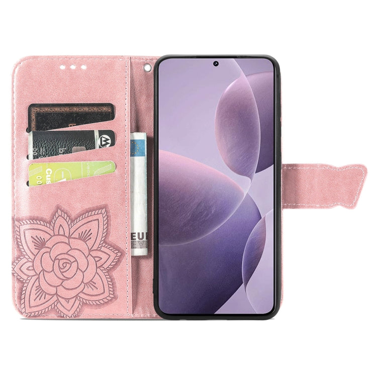 For Xiaomi Redmi K70 Butterfly Love Flower Embossed Leather Phone Case(Rose Gold) - K70 Cases by buy2fix | Online Shopping UK | buy2fix