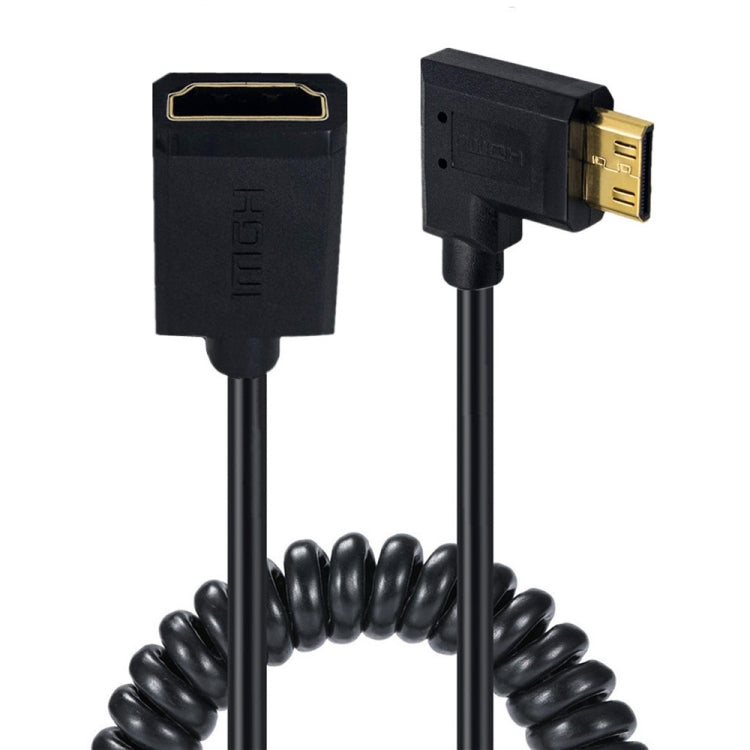 JUNSUNMAY 4K 60Hz Mini HDMI Male to HDMI 2.0V Female Spring Cable, Length:1.8m(Left) - Cable by JUNSUNMAY | Online Shopping UK | buy2fix