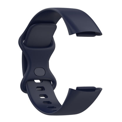 For Fitbit Charge 6 Solid Color Butterfly Buckle Silicone Watch Band, Size:S Size(Dark Blue) - Watch Bands by buy2fix | Online Shopping UK | buy2fix